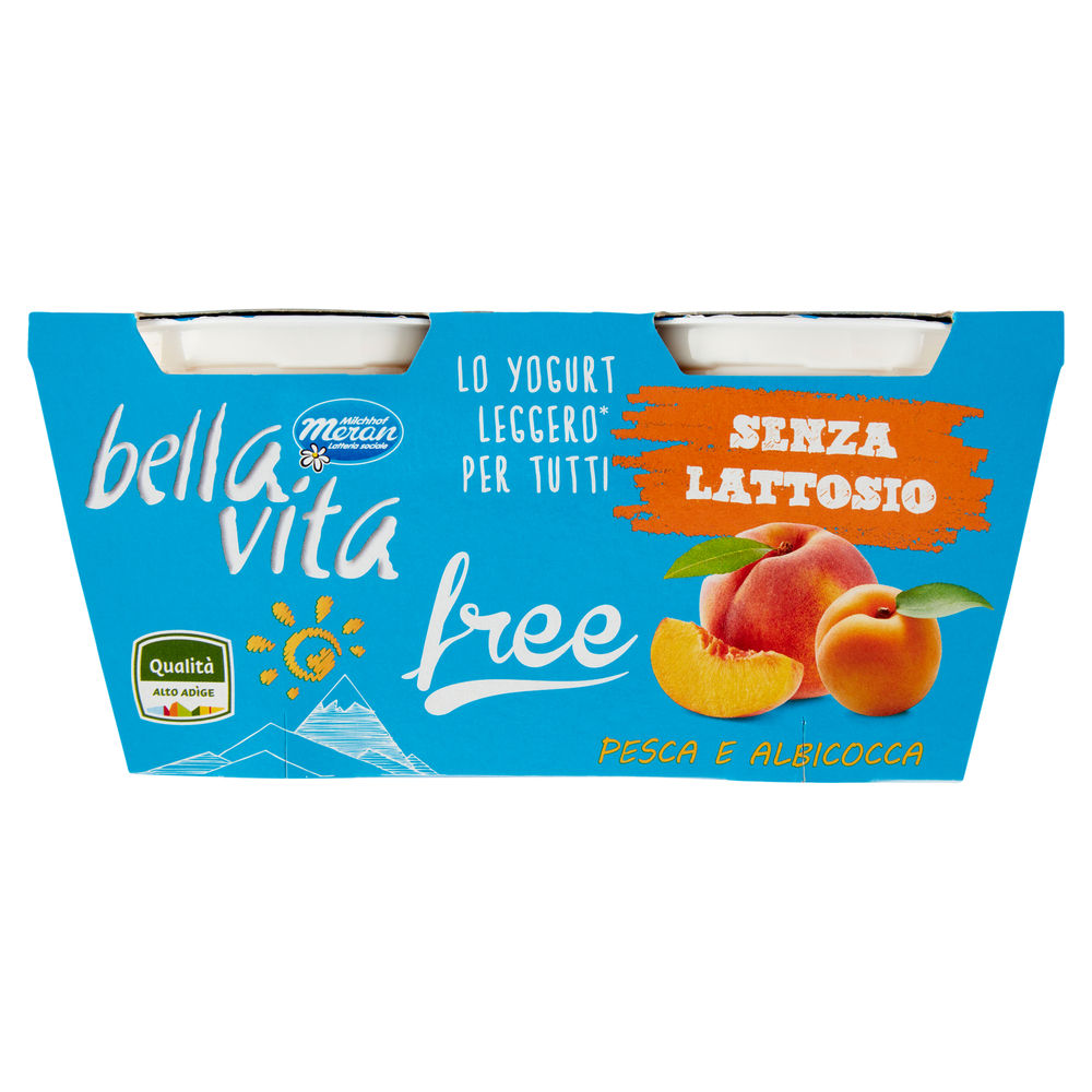 YOGURT BELLA VITA FREE SENZA LATTOSIO MERANO PESCA/ALBICOCCA 2X125G - 0