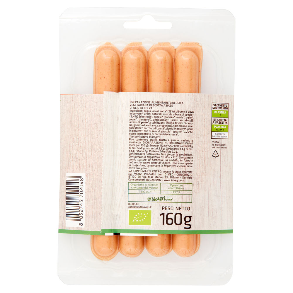 WURSTEL VEGETALE IO VEG BIO SV 4X40 G 160 - 1