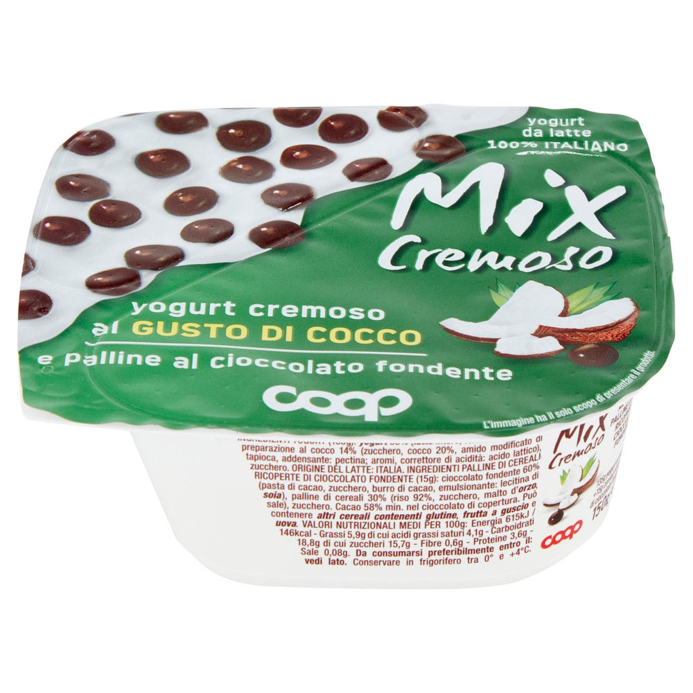 MIX CREMOSO COOP YOGURT COCCO + PALLINE DI CEREALI RICOP.CIOCC FOND BICOMP 150G - 8