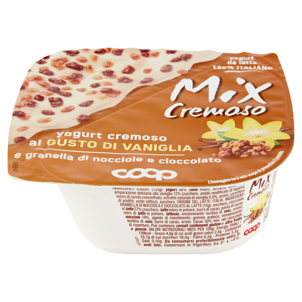 MIX CREMOSO COOP YOGURT VANIGLIA C/GRANELLA D/NOCCIOLA E CIOCCOLATO BICOMP 150G - 4