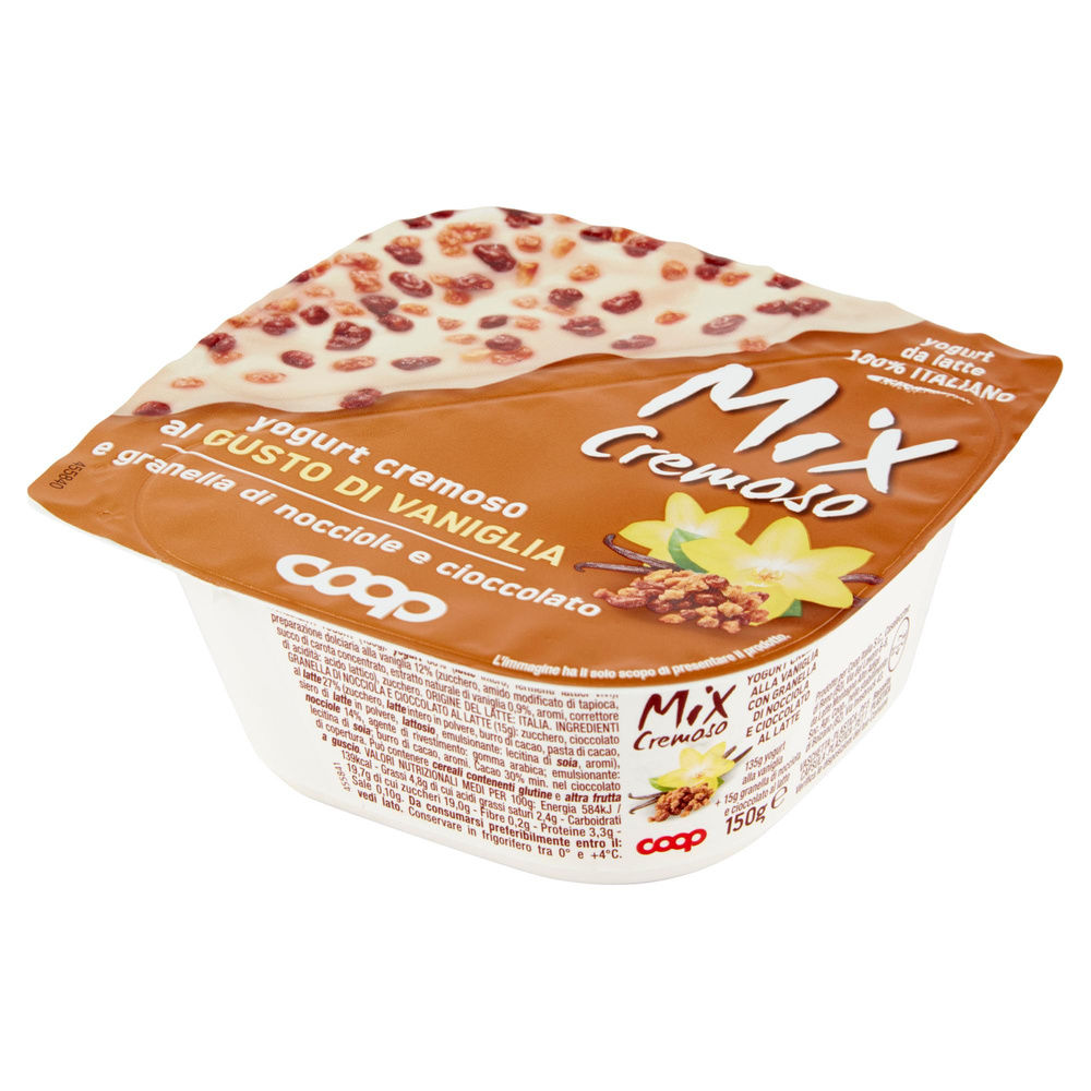 MIX CREMOSO COOP YOGURT VANIGLIA C/GRANELLA D/NOCCIOLA E CIOCCOLATO BICOMP 150G - 2