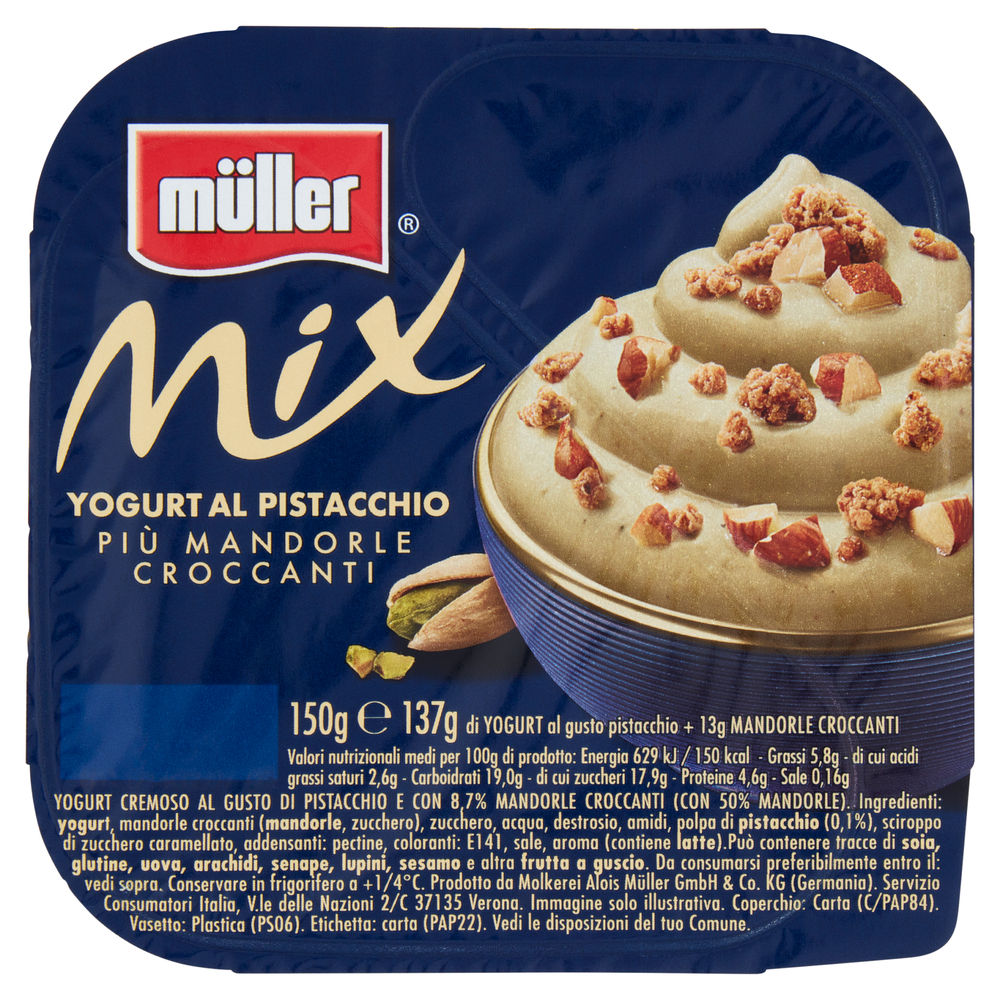 CREMA DI YOGURT MIX MULLER PISTACCHIO+MANDORLE G 150 - 0