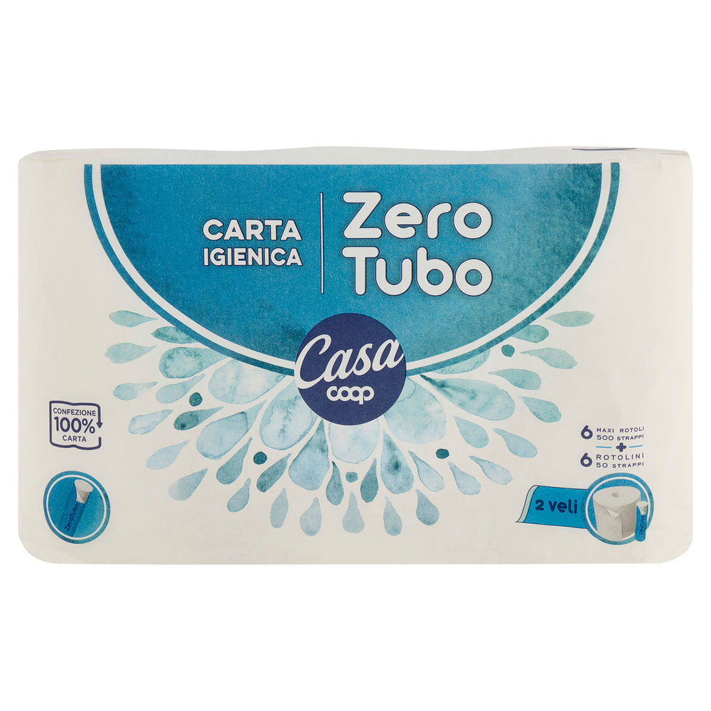CARTA IGIENICA COOP CASA MAXIROTOLI ZEROTUBO FSC 2VELI 550STRAPPI PZ 6 - 2