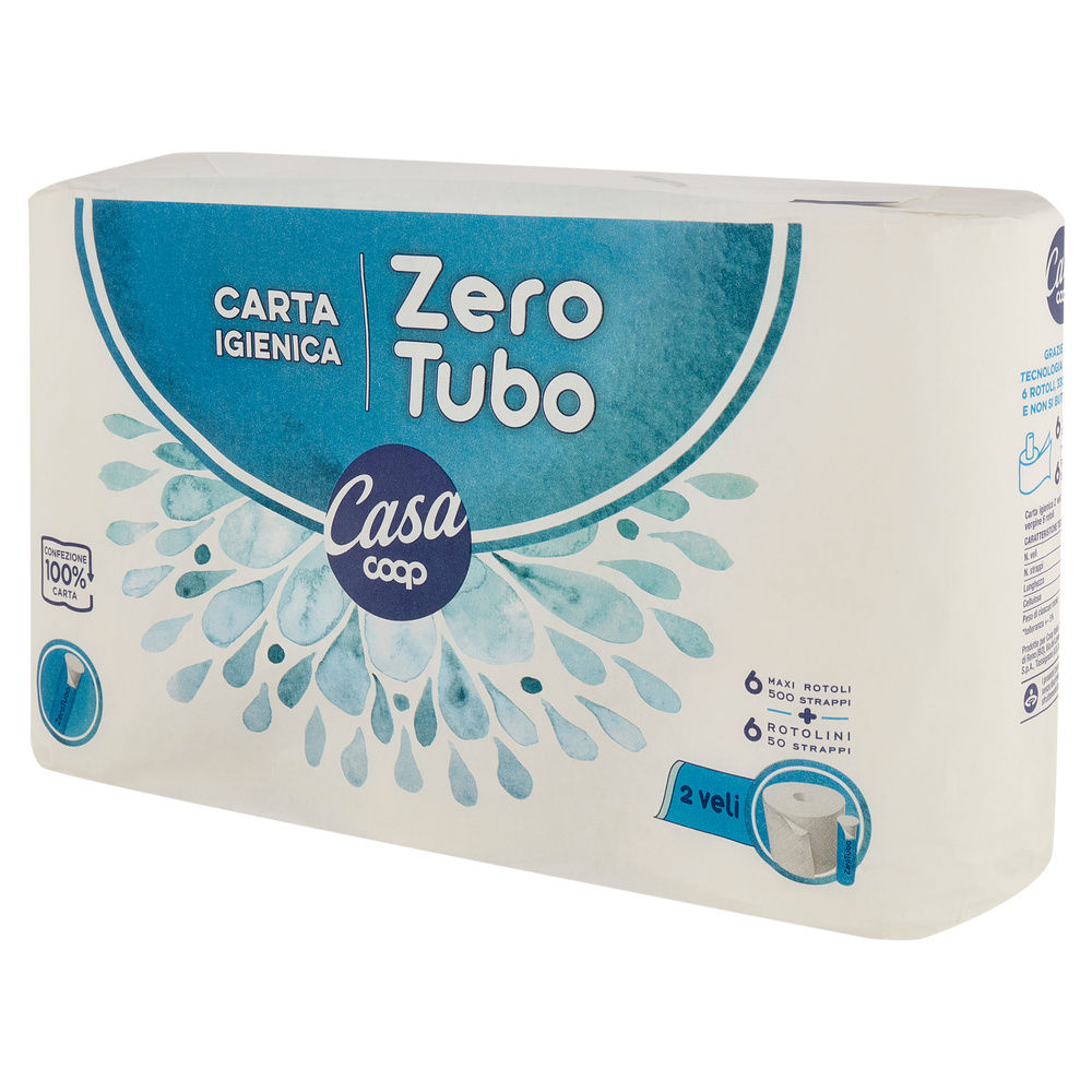 CARTA IGIENICA COOP CASA MAXIROTOLI ZEROTUBO FSC 2VELI 550STRAPPI PZ 6 - 8