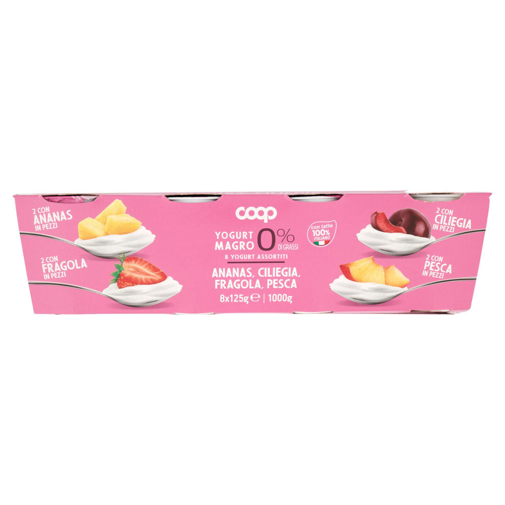 YOGURT MAGRO 0% PESCA/CILIEGIA/FRAGOLA/ANANAS COOP G 125 X 8 - 5