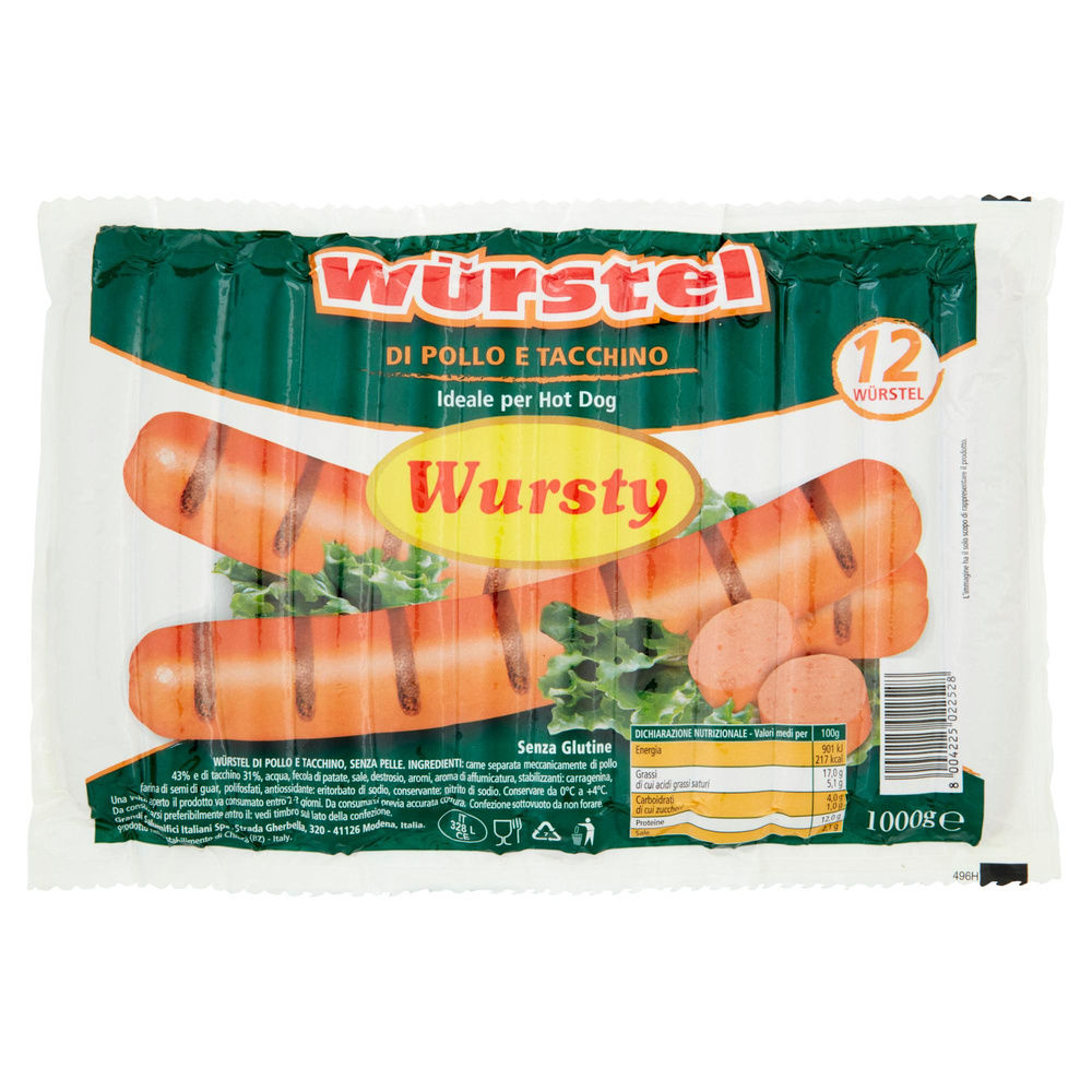 PP-WURSTEL DI POLLO E TACCHINO WURSTY 12PZ KG 1 - 6
