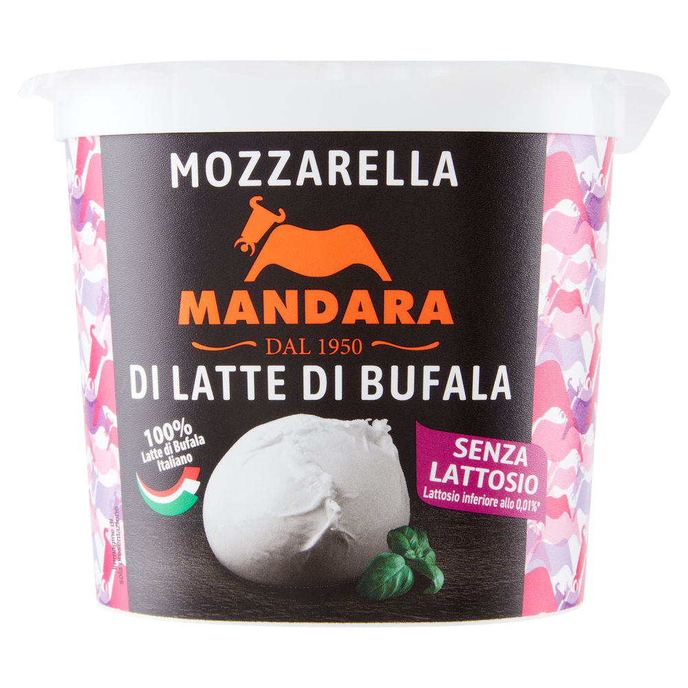 MOZZARELLA DI LATTE DI BUFALA ZERO LATTOSIO MANDARA VASETTO G 410 SGOCC. G 200 - 0