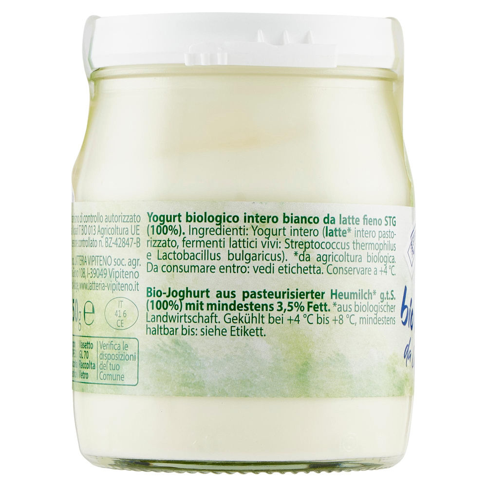 YOGURT BIO NATURALE INTERO BIANCO VIPITENO VASO VETRO G 150 - 4
