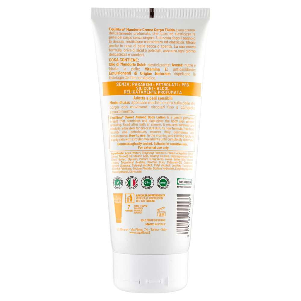 CREMA FLUIDA CORPO MANDORLE EQUILIBRA 200 ML - 1