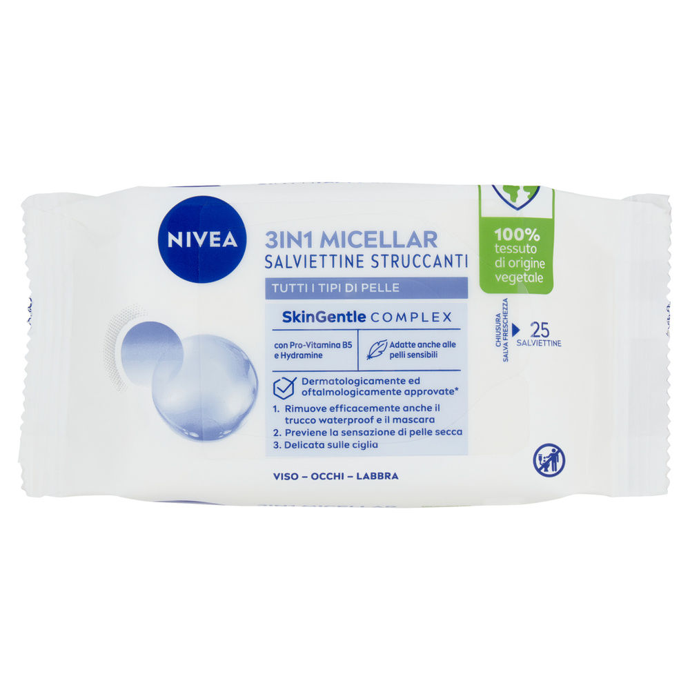 SALVIETTE STRUCCANTI ACQUA MICELLARE NIVEA ESSENCIAL WIPES PZ 25 - 0