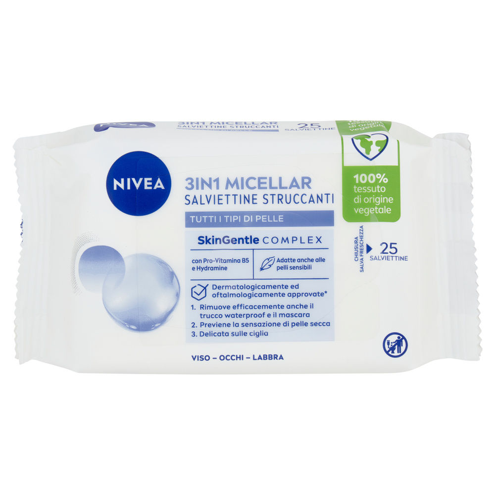 SALVIETTE STRUCCANTI ACQUA MICELLARE NIVEA ESSENCIAL WIPES PZ 25 - 2