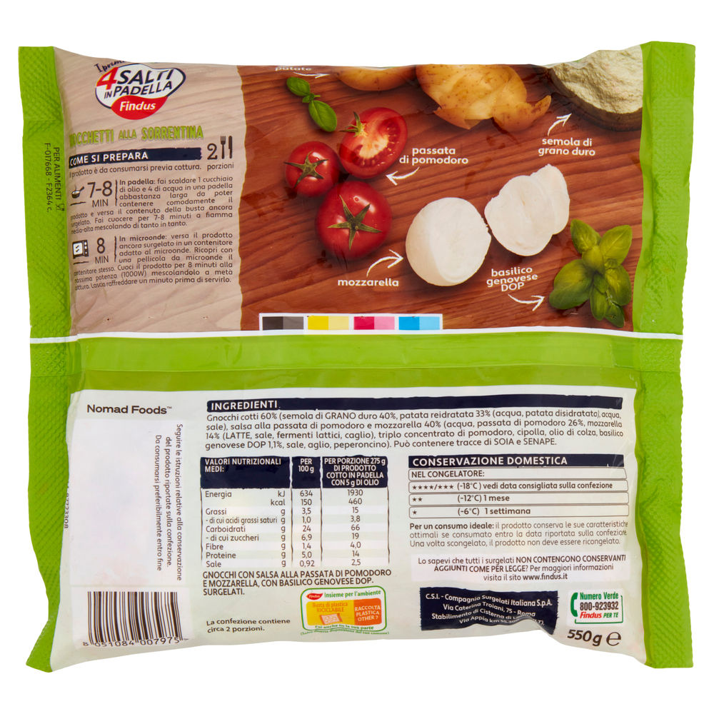 GNOCCHETTI ALLA SORRENTINA 4SALTI IN PADELLA FINDUS BUSTA 550G - 1