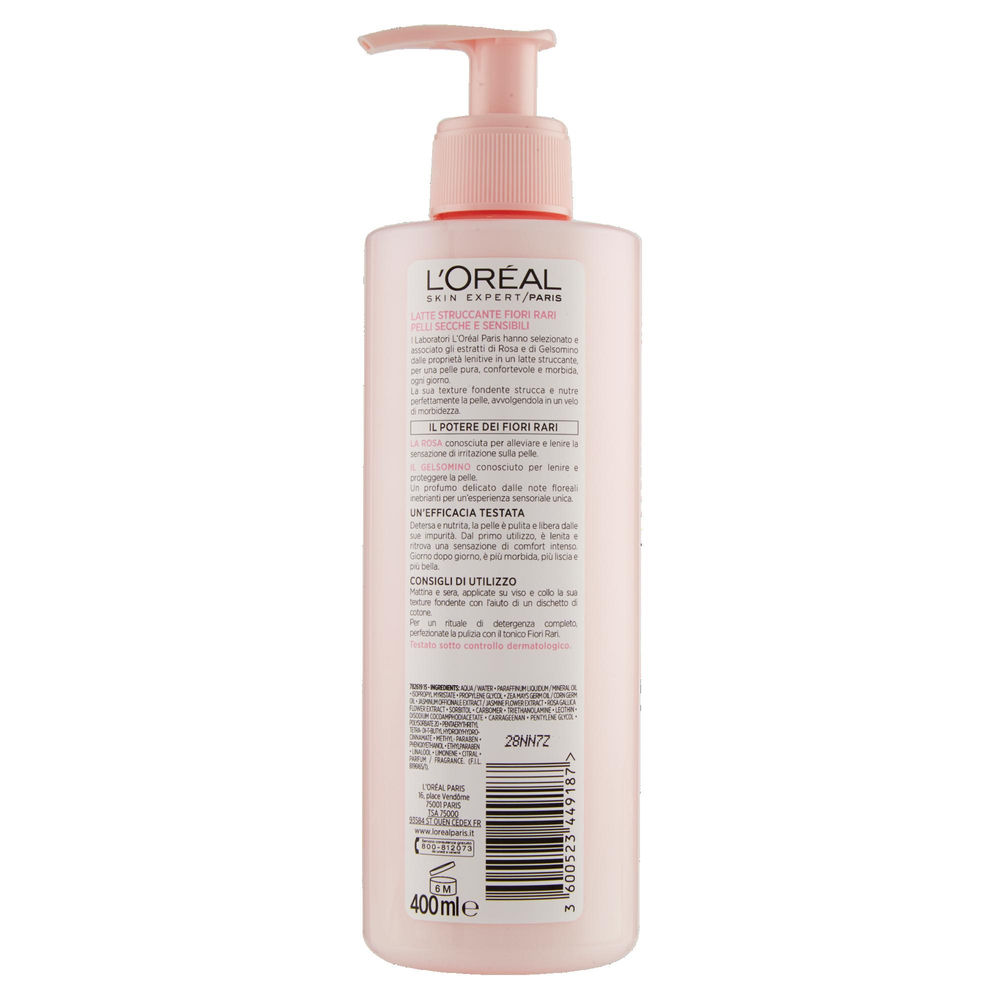 LATTE DETERGENTE L'OREAL SKIN EXPERT PELLI SECCHE/SENSIBILI FIORI RARI ML. 400 - 1