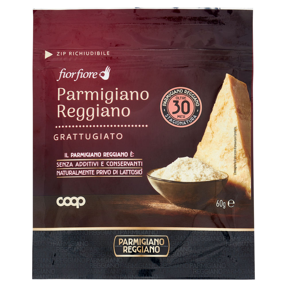 Parmigiano reggiano dop 30 mesi grattugiato fiorfiore coop g 60