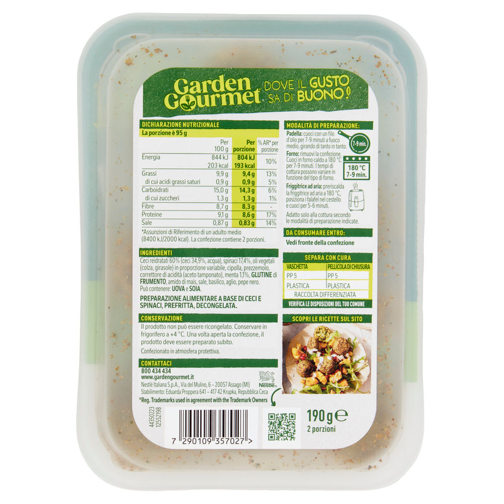 FALAFEL CON CECI E SPINACI GARDEN GOURMET G 190 - 1