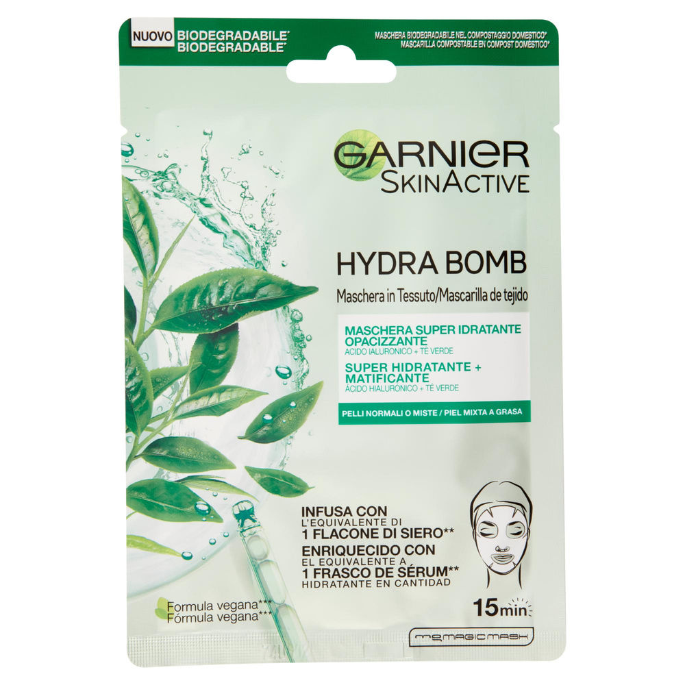 MASCHERA VISO IN TESSUTO GARNIER SKIN ACTIVE HYDRA BOMB OPACIZZANTE PZ.1 - 2