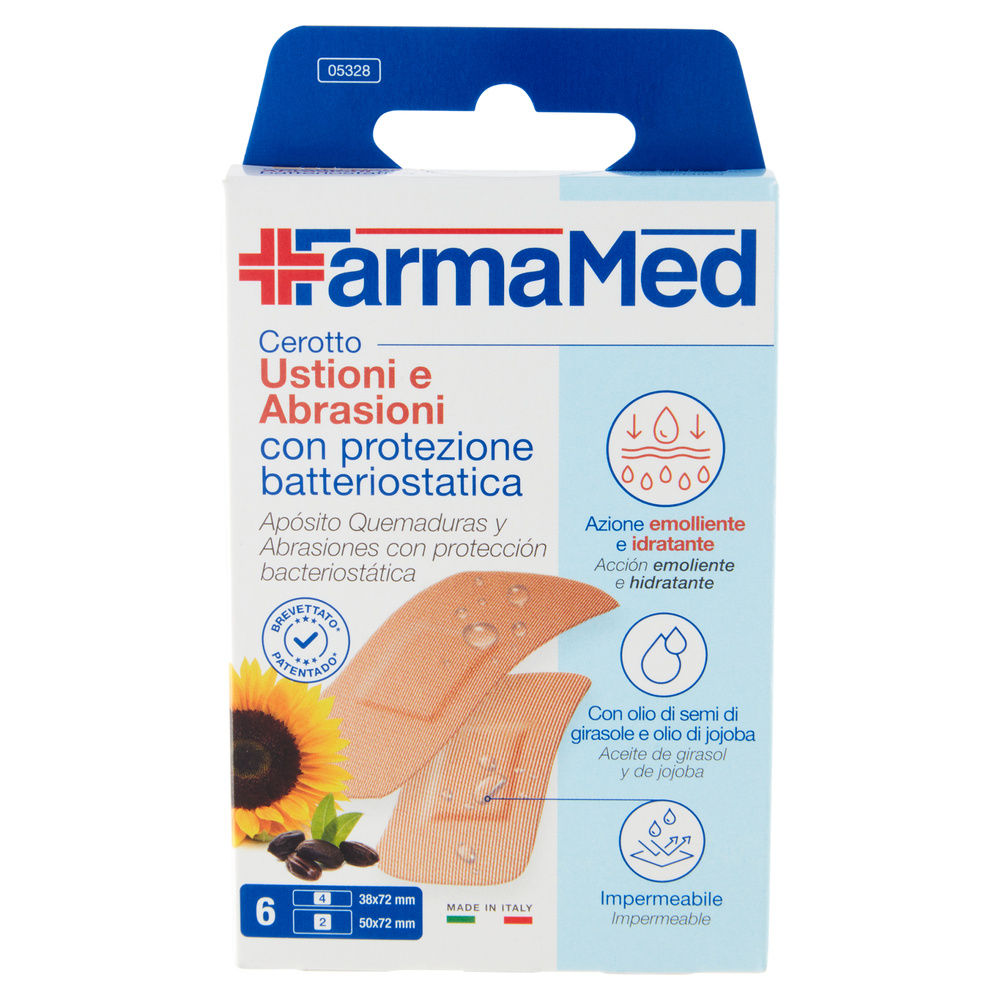 CEROTTI FARMAMED ABATOX+NEOACTIVE USTIONI E ABRASIONI IMPERMEABILI MIS.XL PZ.6 - 2
