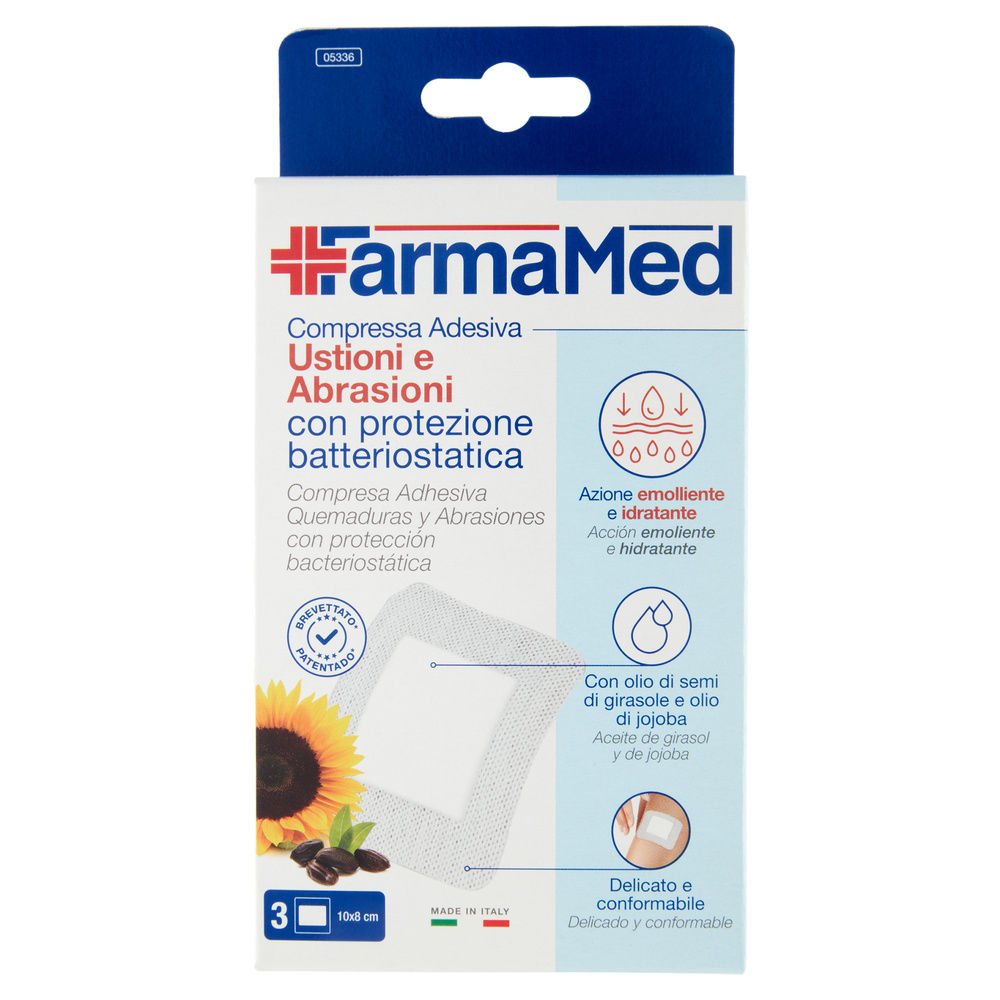COMPRESSE FARMAMED ABATOX+NEOACTIVE USTIONI/ABRASIONI 1FORMATO PZ. 3 - 2