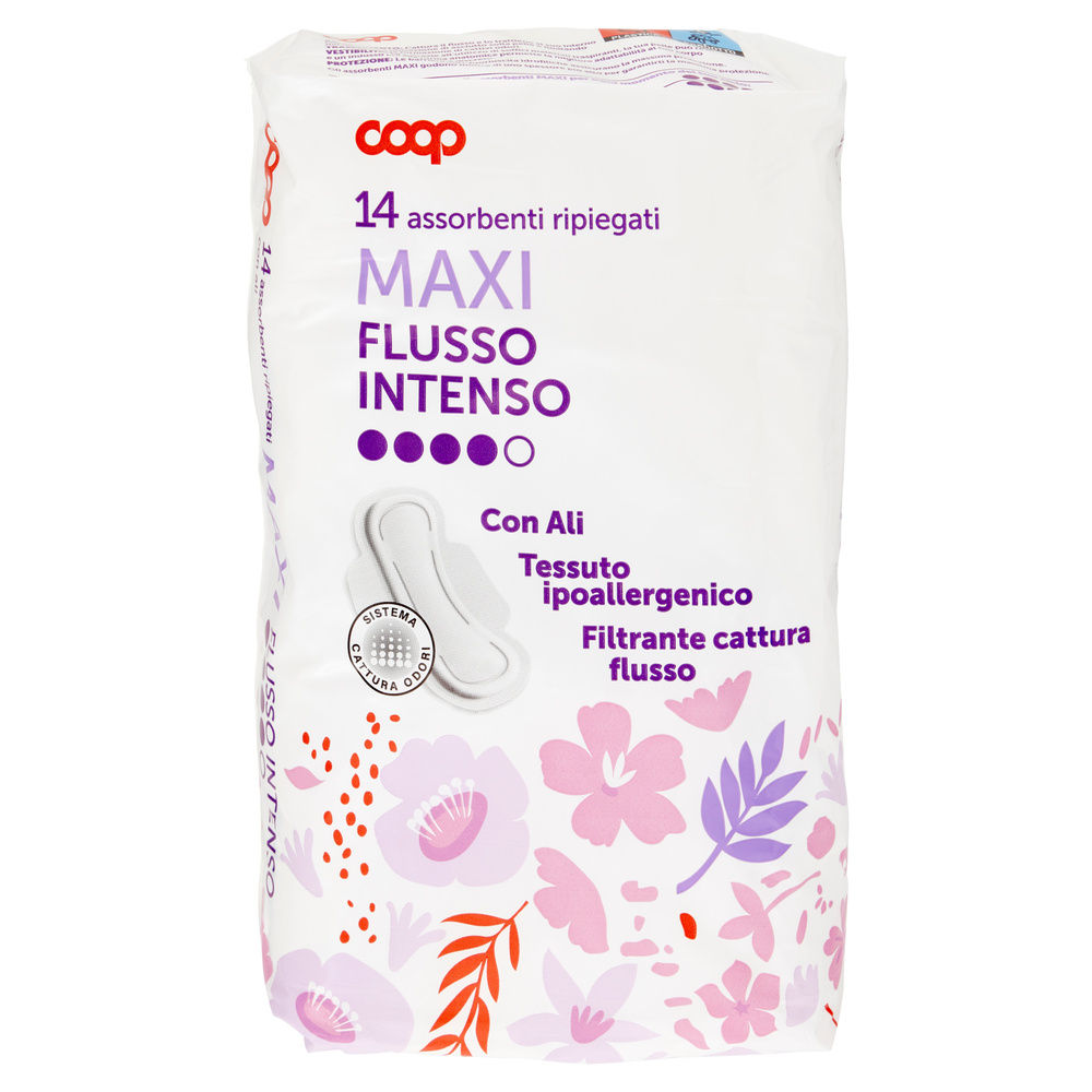 ASSORBENTI MAXI FLUSSO INTENSO RIPIEGATI CON ALI COOP PZ.14 - 3