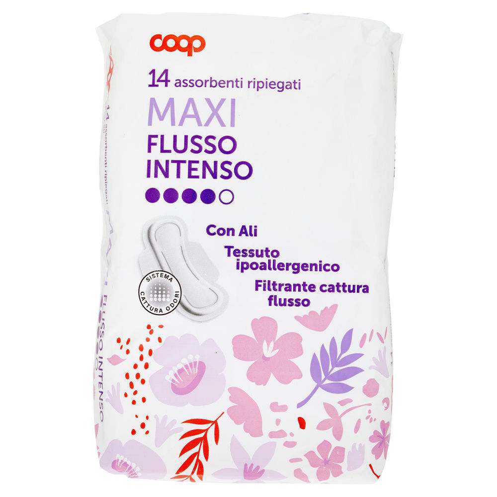 ASSORBENTI MAXI FLUSSO INTENSO RIPIEGATI CON ALI COOP PZ.14 - 4