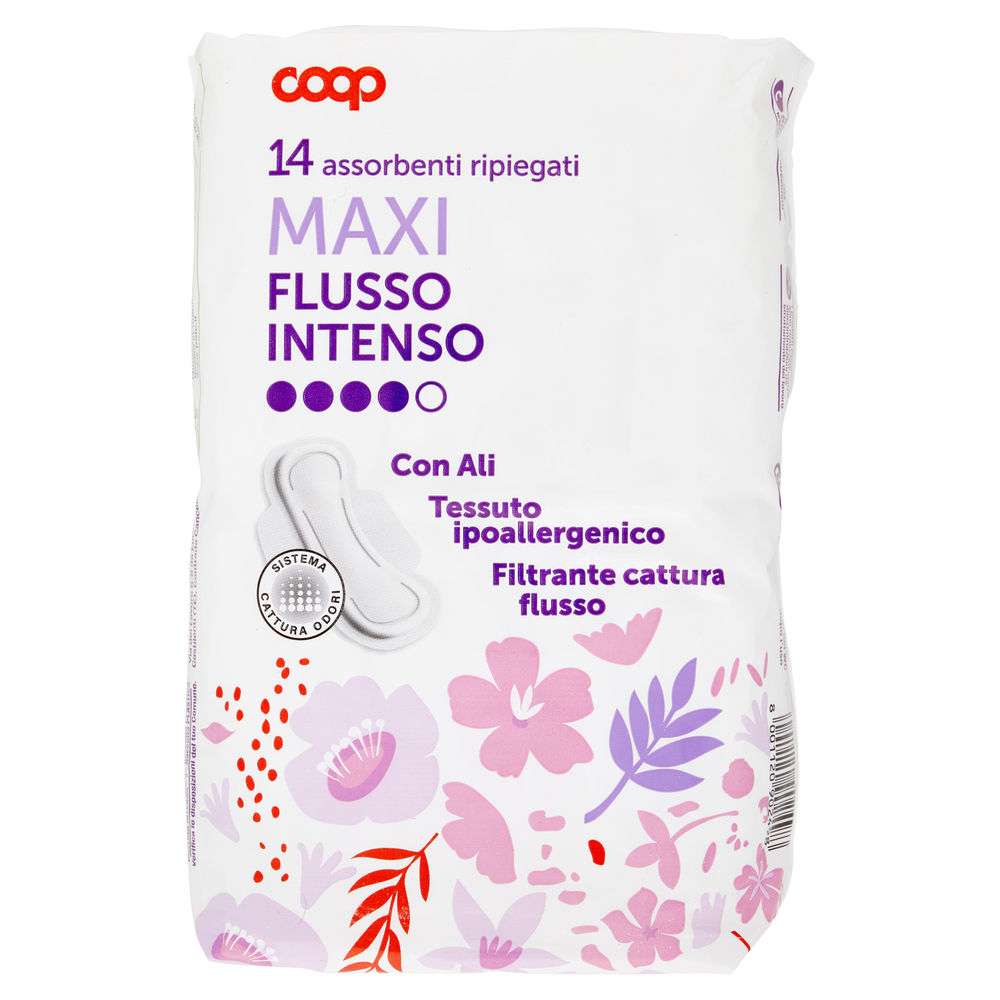 ASSORBENTI MAXI FLUSSO INTENSO RIPIEGATI CON ALI COOP PZ.14 - 1