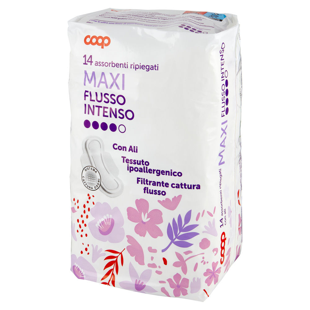 ASSORBENTI MAXI FLUSSO INTENSO RIPIEGATI CON ALI COOP PZ.14 - 8