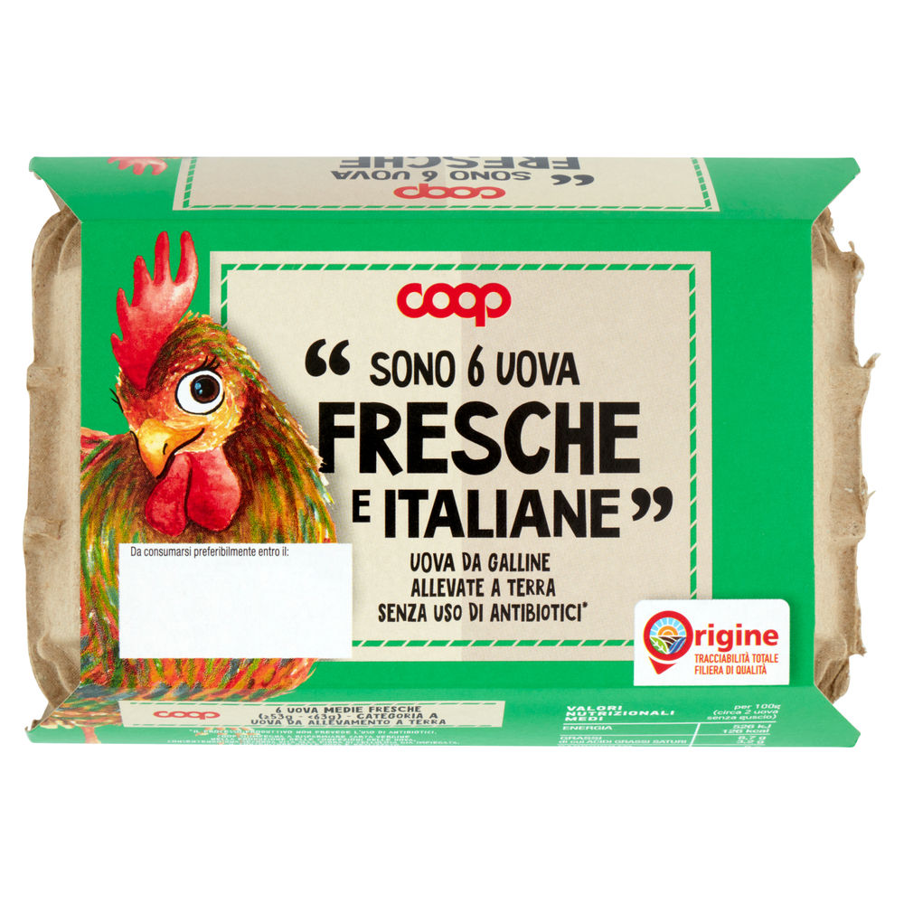 UOVA FRESCHE MEDIE ALLEVATE A TERRA SENZA ANTIBIOTICI X6 ORIGINE COOP - 3