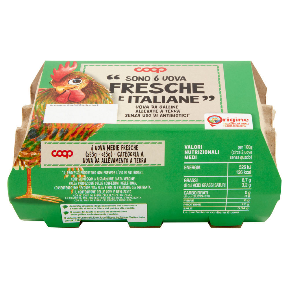 UOVA FRESCHE MEDIE ALLEVATE A TERRA SENZA ANTIBIOTICI X6 ORIGINE COOP - 21