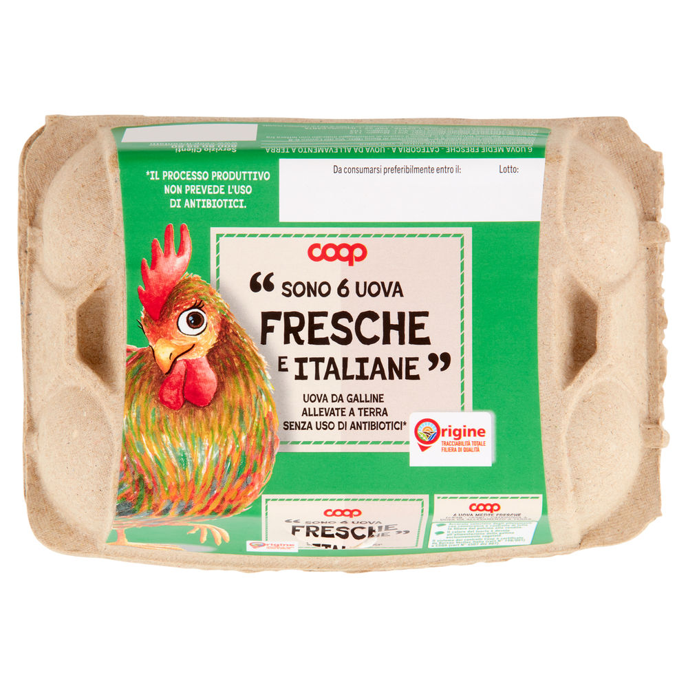 UOVA FRESCHE MEDIE ALLEVATE A TERRA SENZA ANTIBIOTICI X6 ORIGINE COOP - 1