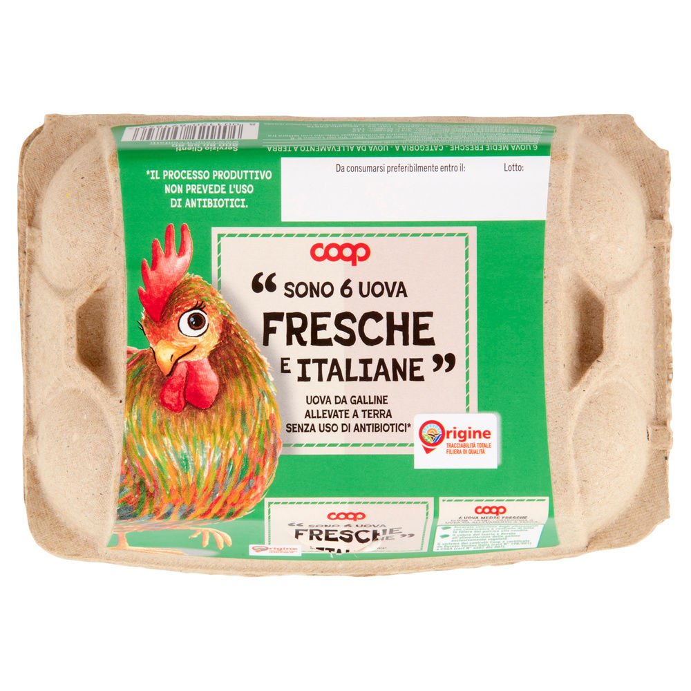 UOVA FRESCHE MEDIE ALLEVATE A TERRA SENZA ANTIBIOTICI X6 ORIGINE COOP - 30