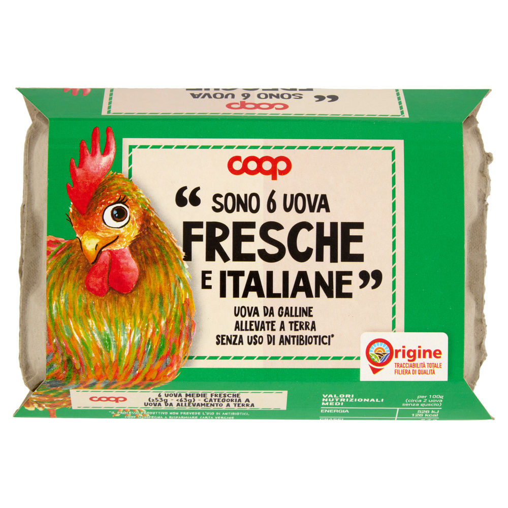 UOVA FRESCHE MEDIE ALLEVATE A TERRA SENZA ANTIBIOTICI X6 ORIGINE COOP - 38