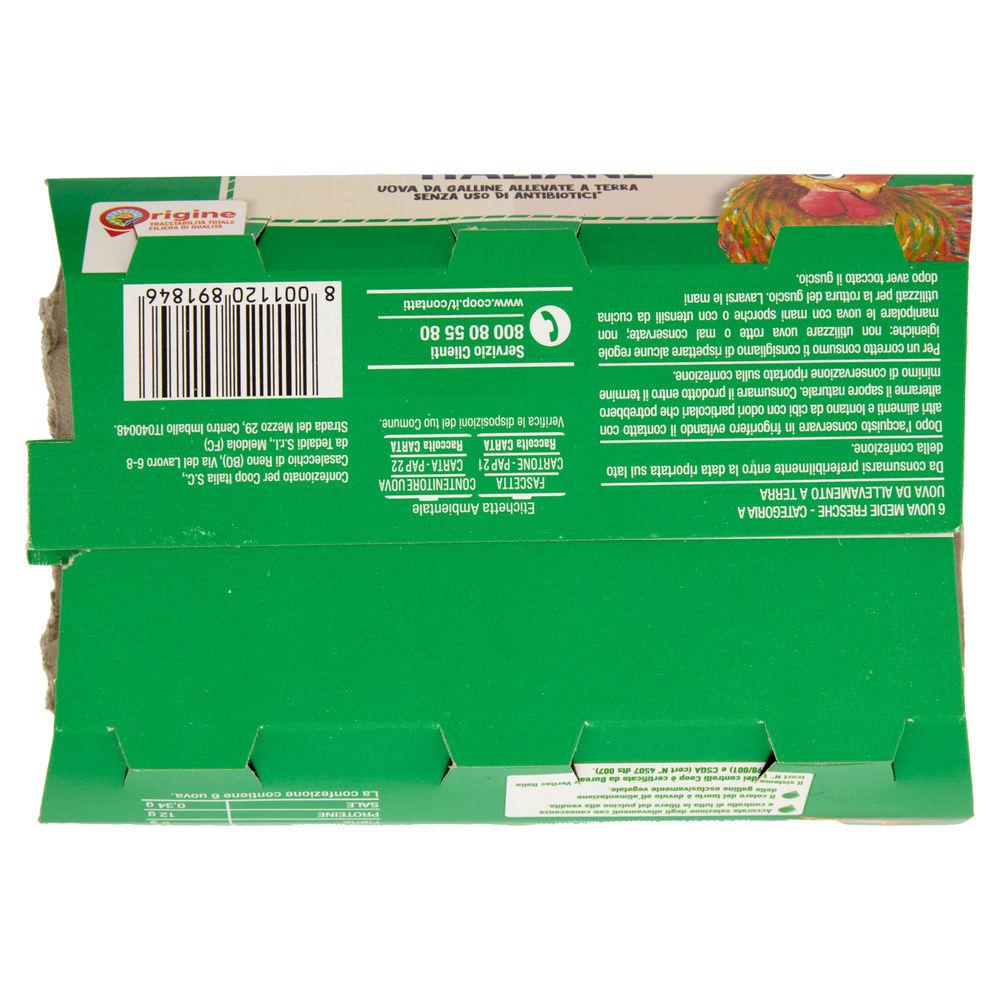 UOVA FRESCHE MEDIE ALLEVATE A TERRA SENZA ANTIBIOTICI X6 ORIGINE COOP - 40