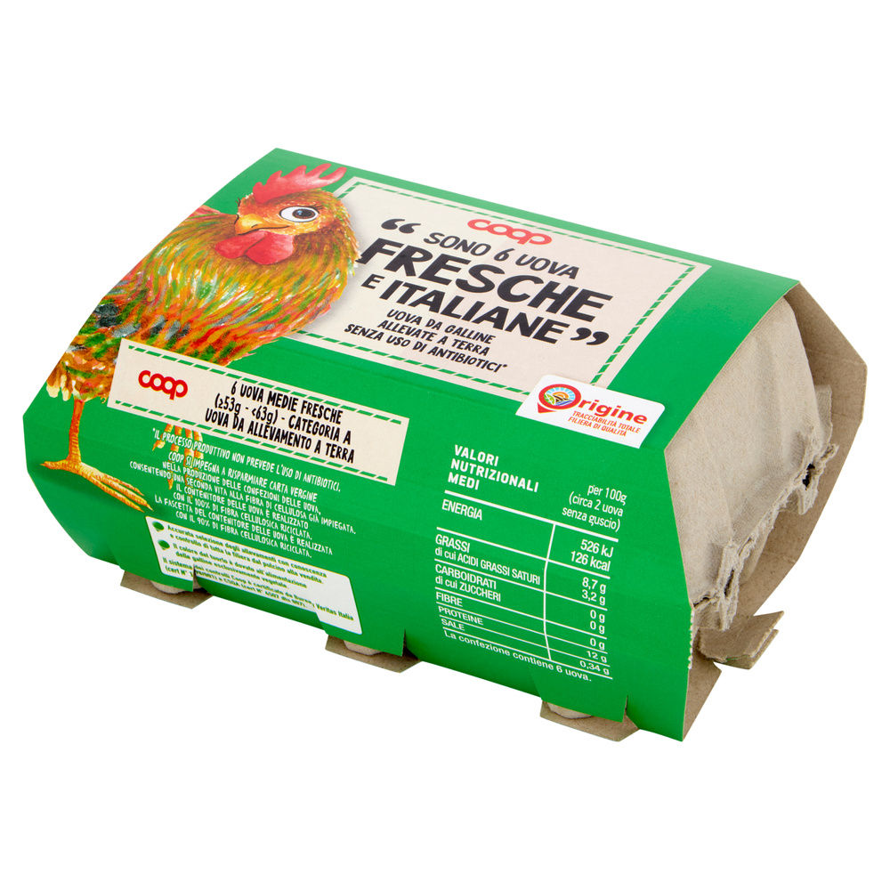 UOVA FRESCHE MEDIE ALLEVATE A TERRA SENZA ANTIBIOTICI X6 ORIGINE COOP - 44