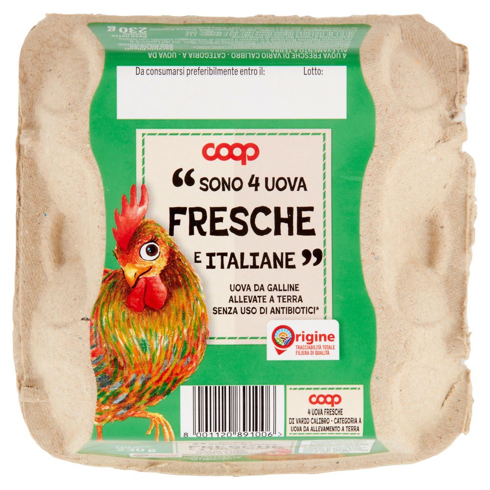 UOVA FRESCHE ALLEVATE A TERRA S/ANT. ORIGINE COOP CAL VARIO G 230 X4 - 40