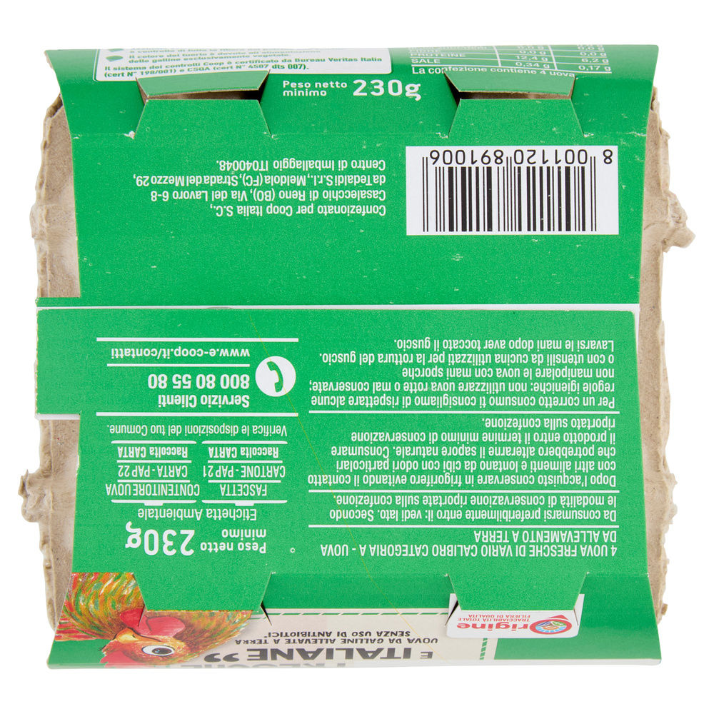 UOVA FRESCHE ALLEVATE A TERRA S/ANT. ORIGINE COOP CAL VARIO G 230 X4 - 52