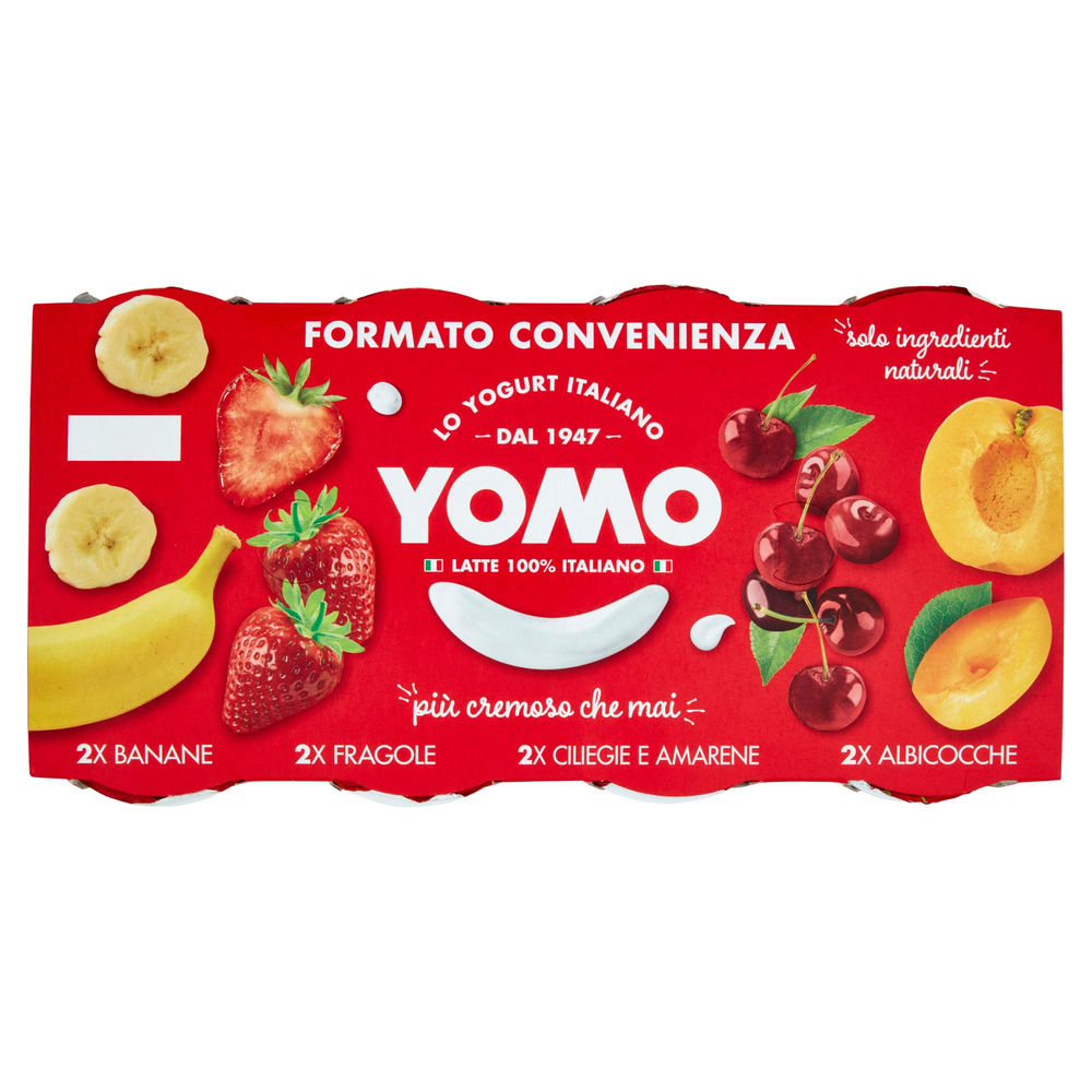 YOGURT YOMO INTERO FRAGOLA-BANANA-ALBICOCCA-FRUTTI BOSCO 8X125 G - 0