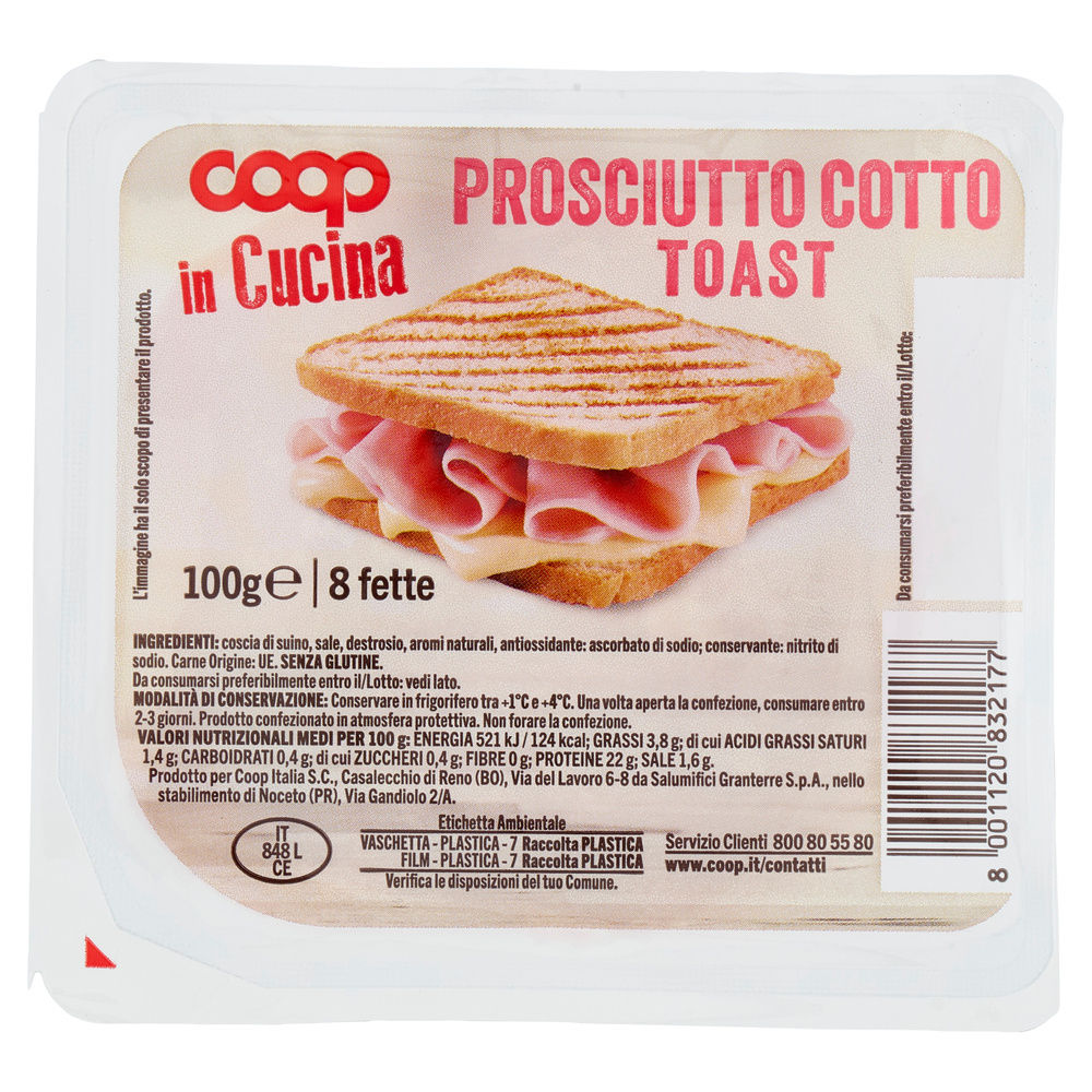 PROSCIUTTO COTTO TOAST AFFETTATO COOP G 100 - 2