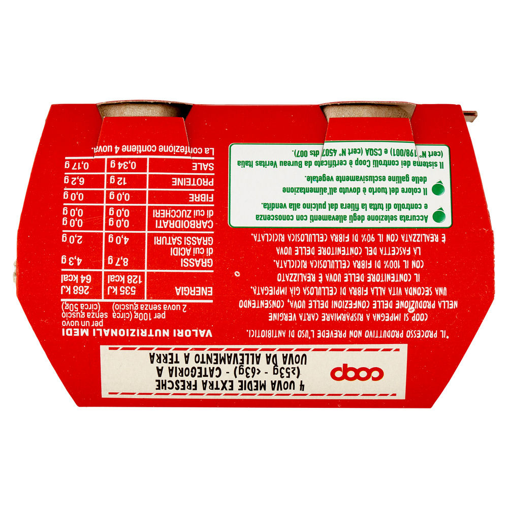UOVA EXTRA FRESCHE M ALLEVATE A TERRA SENZA ANTIBIOTICI ORIGINE COOP X4 - 25