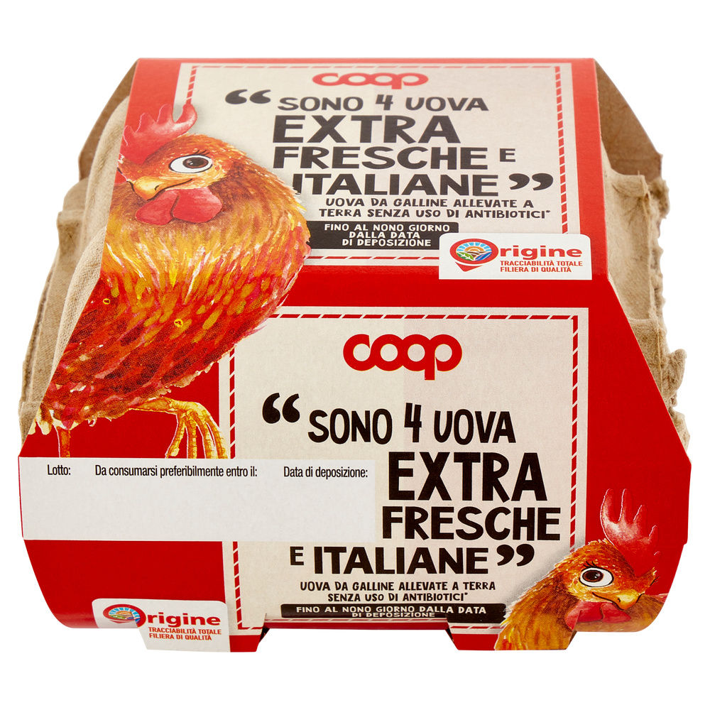 UOVA EXTRA FRESCHE M ALLEVATE A TERRA SENZA ANTIBIOTICI ORIGINE COOP X4 - 22