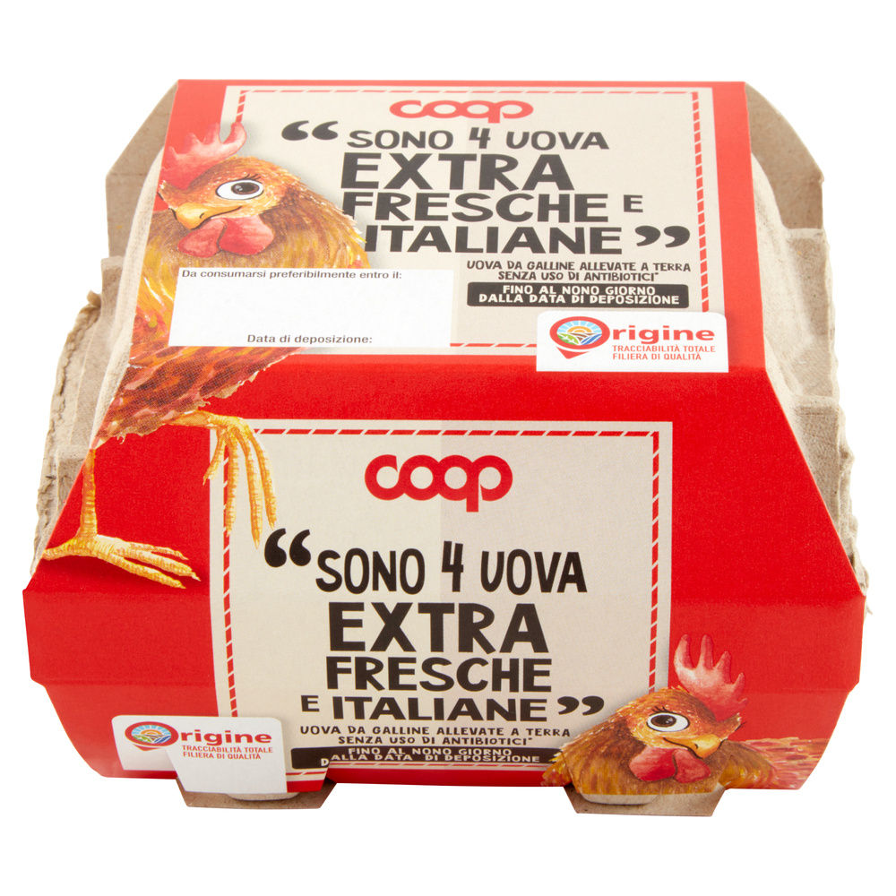 UOVA EXTRA FRESCHE M ALLEVATE A TERRA SENZA ANTIBIOTICI ORIGINE COOP X4 - 16