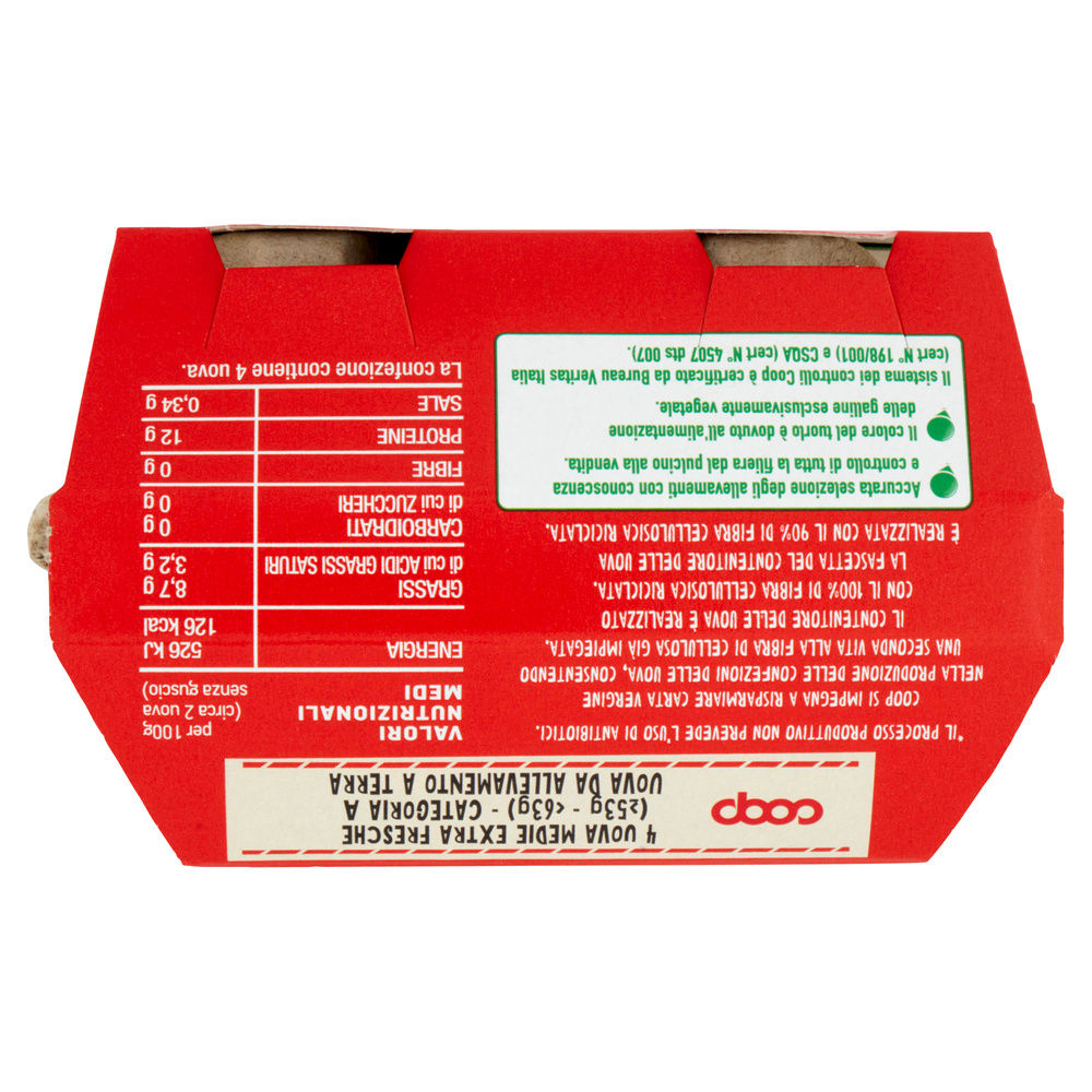 UOVA EXTRA FRESCHE M ALLEVATE A TERRA SENZA ANTIBIOTICI ORIGINE COOP X4 - 20