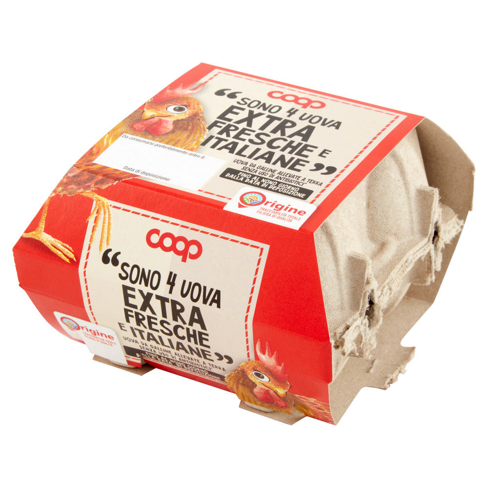 UOVA EXTRA FRESCHE M ALLEVATE A TERRA SENZA ANTIBIOTICI ORIGINE COOP X4 - 6