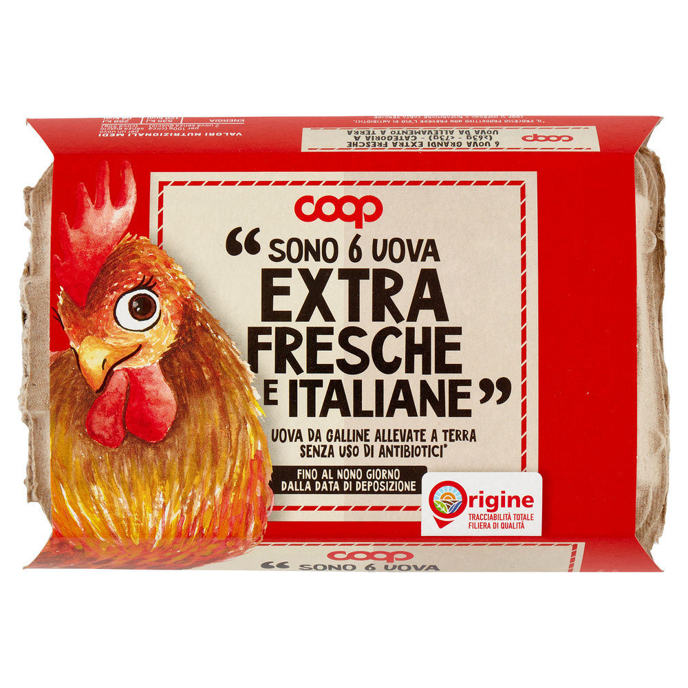 UOVA EXTRA FRESCHE L ALLEVATE A TERRA SENZA ANTIBIOTICI ORIGINE COOP X6 - 13