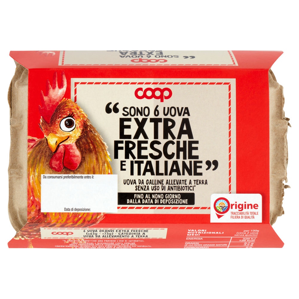 Uova extra fresche l allevate a terra senza antibiotici origine coop x6