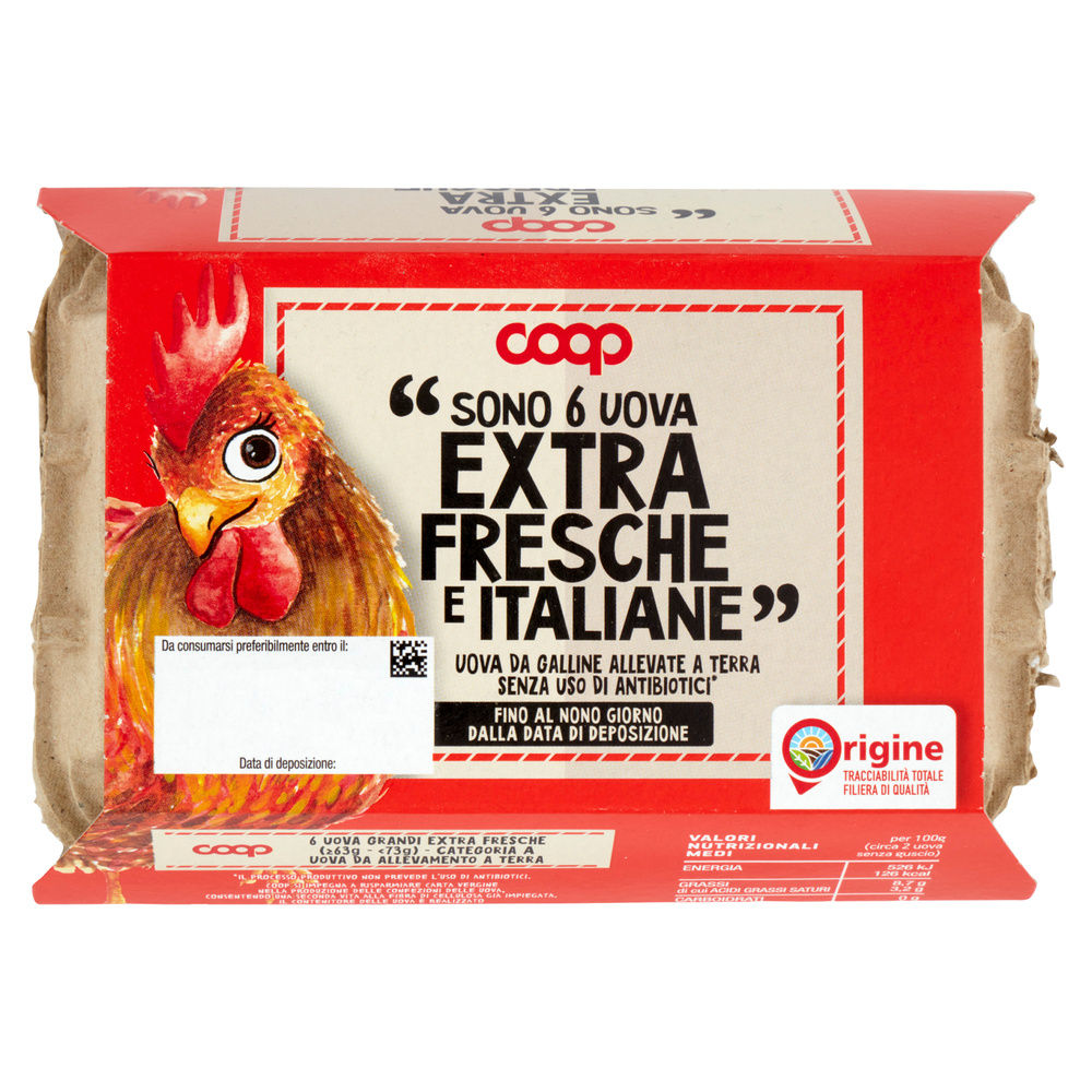 UOVA EXTRA FRESCHE L ALLEVATE A TERRA SENZA ANTIBIOTICI ORIGINE COOP X6 - 19