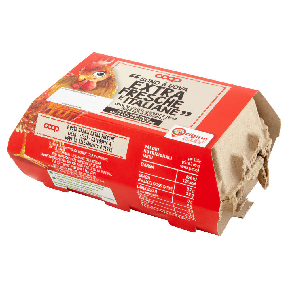 UOVA EXTRA FRESCHE L ALLEVATE A TERRA SENZA ANTIBIOTICI ORIGINE COOP X6 - 6