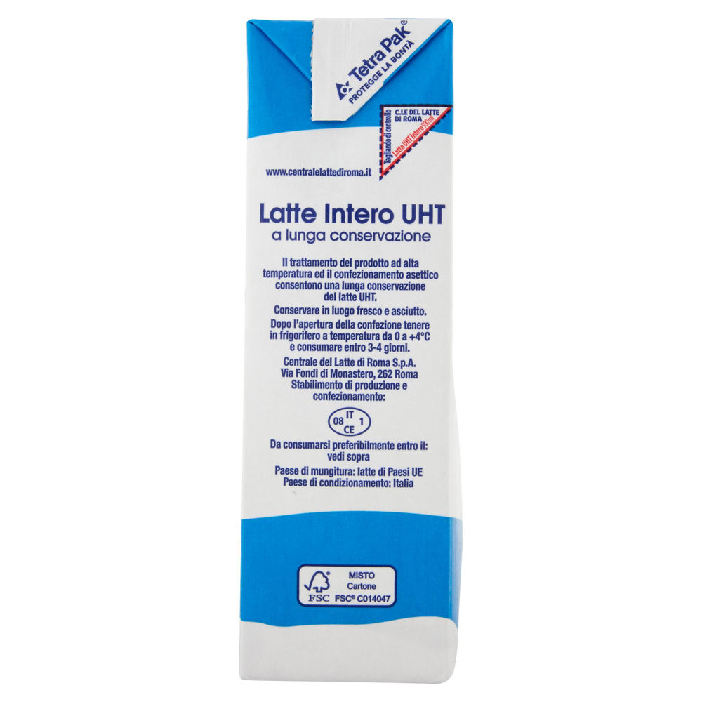 LATTE UHT INTERO C.ROMA ML 500 CENTRALE DEL LATTE DI ROMA - 5