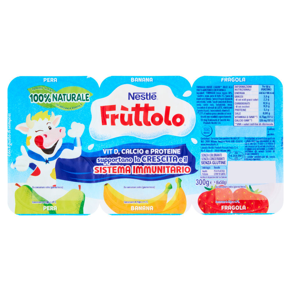 FRUTTOLO FORMAGGIO FRAGOLA-PERA-BANANA 6X50 G - 0