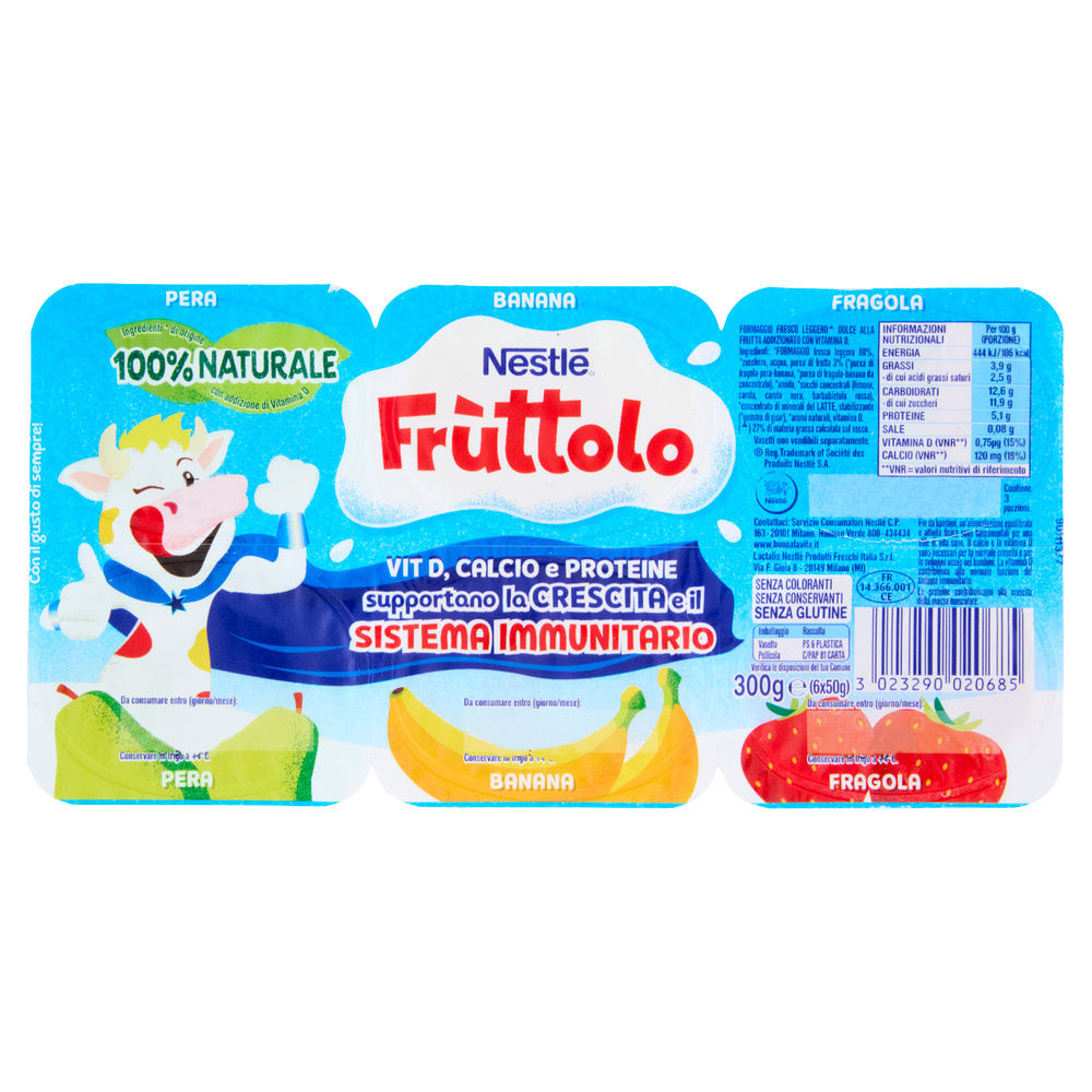 FRUTTOLO FORMAGGIO FRAGOLA-PERA-BANANA 6X50 G - 20