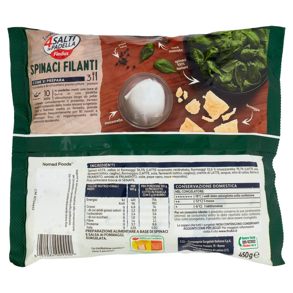 SPINACI FILANTI 4 SALTI IN PADELLA BUSTA G 450 - 1